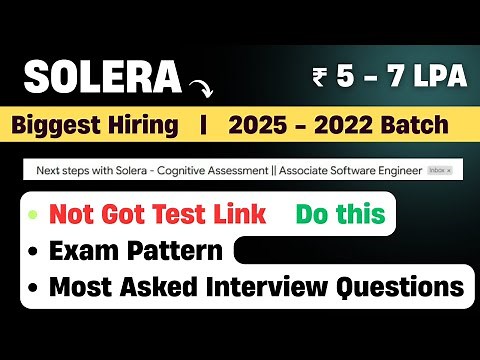 Solera Biggest Hiring 2021-2025 | Solera ASE Interview Questions | 2025 Batch Hiring OFF Campus
