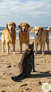 No Humans Helped This Dolphin — A Cat and 3 Dogs Did #shorts #Dolphin #AnimalRescue #cat #dog