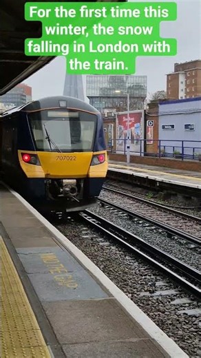 Class 707 Train with the First Soft- Snowfall in London this Winter.