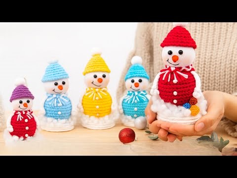 "You won’t believe how cute these snowmen are! My handmade hat twist 🧶"