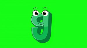 Download Cartoon style letter g 2d animation with green screen background, g alphabet dancing letters for little kids for free