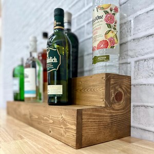 Handmade Tiered Liquor Bottle Display: Wooden Bar Shelf - Etsy