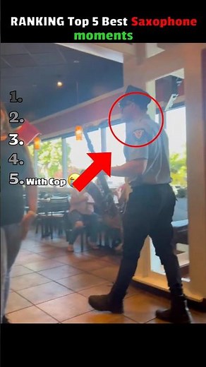 Cop Surprises Everyone at Restaurant with Saxophone Duet 🎷😂#saxophone #saxophonemusic #shorts