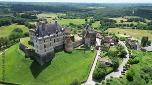 Biron castle Chateau de Biron commune of Biron Dordogne France aerial