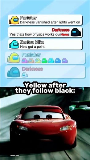 Funny among us chat x Cars 3 Lighting McQueen fading scene meme#memes#nobatidao#funnymemes #amongus