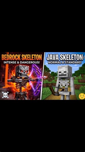 Bedrock Skeleton Vs Java Skeleton || Minecraft short