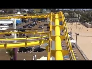 Santa Monica Beach Roller Coaster POV Front Pacific Park Santa Monica Pier