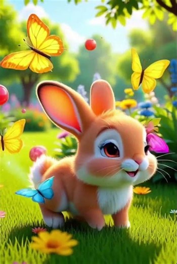 A Cute Magical Rabbit Playing in a Fantasy Garden 🐇✨#cuterabbit#magicalrabbit#kidsfantasy