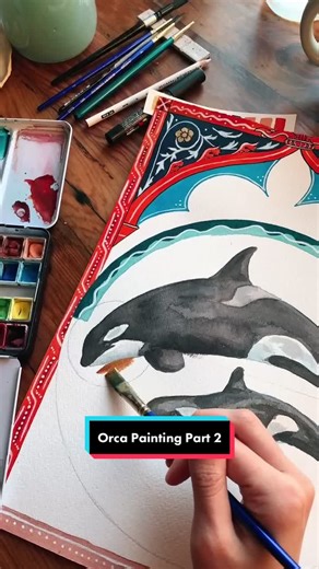 Orca Painting Part 2! #wildlife #conservation #painting #art #wip #artwork #orca #killerwhales #artist