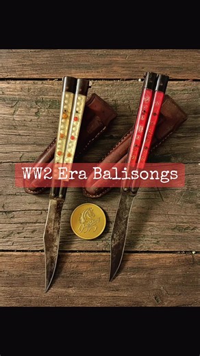 Vintage WW2 era balisongs. With molded leathers sheaths. Very old. Still very beautiful. #ww2 #balisong #butterflyknife #batangas #philippines