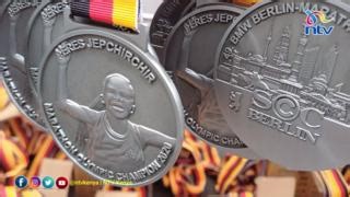 The 2023 #BerlinMarathon, fun runners' medals, proudly feature Kenya's Peres Jepchirchir, reigning Olympic Marathon champion. #LetsGoKenya @_Anekea @KeterSteves | NTV Kenya