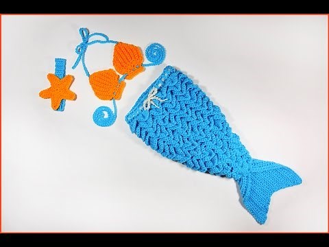 How to Crochet Baby Mermaid Outfit with Crocodile Stitch