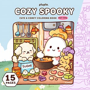 Cozy Spooky Cute Coloring Pages PDF PNG -15 Cozy and Comfy With Little Friends and Ghosts Halloween Coloring Books Instant Digital Download - Etsy