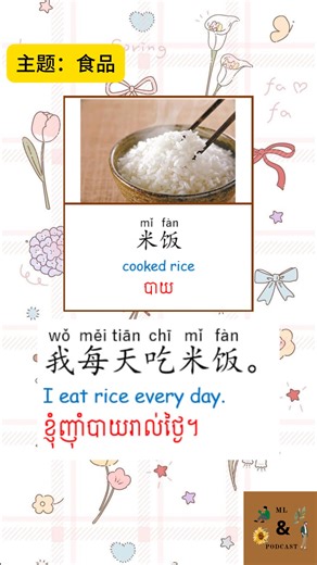 MLC006 Learn easy Chinese food words 🍚🍜🥟 Delicious and simple! 😋 #LearnChinese #ChineseFood #HSK1 #ChineseVocabulary #EverydayChinese | ML-Library