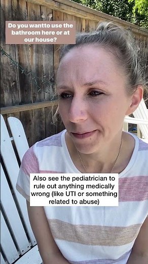 Foster parent supporting foster child with bathroom, potty, toileting accidents