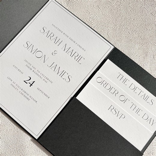 Monochrome Pocketfold Wedding Invitation Template, DIY Canva (digital Download) - Etsy