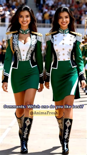 Beautiful Twin Women in Parade Uniforms — Pick Your Favorite! – Part 16 #fashionart