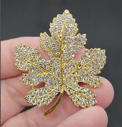 Clear Rhinestone Maple Leaf Brooch Simple Classic Elegant - Etsy
