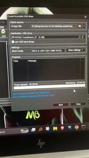 Booter un syst Ubuntu 24 04 via powerISO