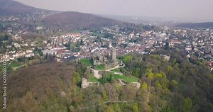 Drone video of the Burgruine Königstein castle in Konigstein am Taunus Frankfurt