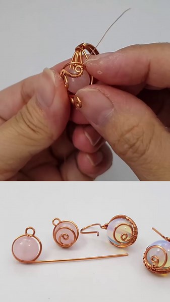 Sea waves | Ring | spherical stone | copper wire @LanAnhHandmade 772 #Shorts