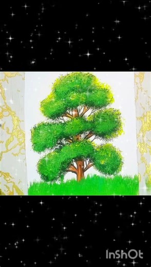 Realistic tree painting #easy tree #painting #art #acrylicpainting #shorts
