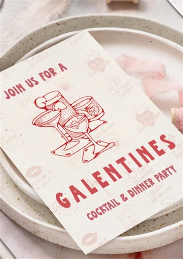 Galentine's Cocktail Party Invitation Editable Canva Template | Digital Download for Women's Night Out Event - Etsy