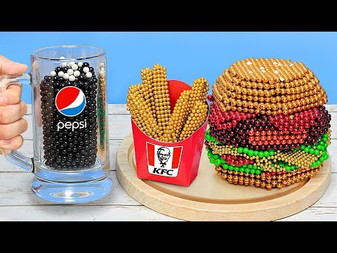 The CRAZIEST Fast Food Combo Ever 😱 | Cheeseburger Mario Made from MAGNETIC BALLS
