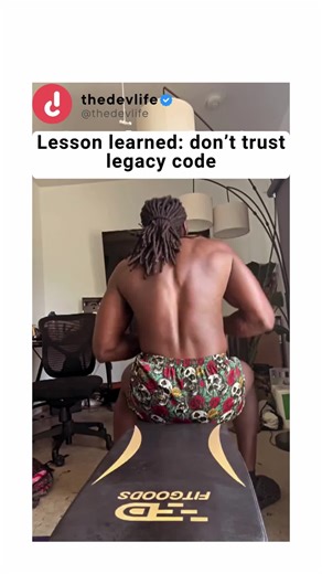 Lesson learned: don’t trust legacy code . Follow @thedevlife for more content like this . Credit :- @thedevlife #thedevlife #code #learnprogramming #programinglife #softwareengineers #programmings #codehumor