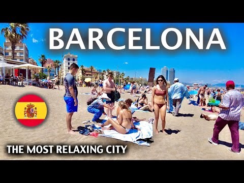 Dream of Barcelona Life, Amazing Spain Beaches, 4K Beach Walk