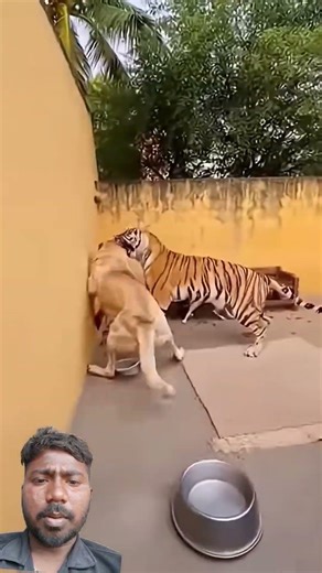 Tiger🐯 fights dog🐶 #shorts #shortsfeed