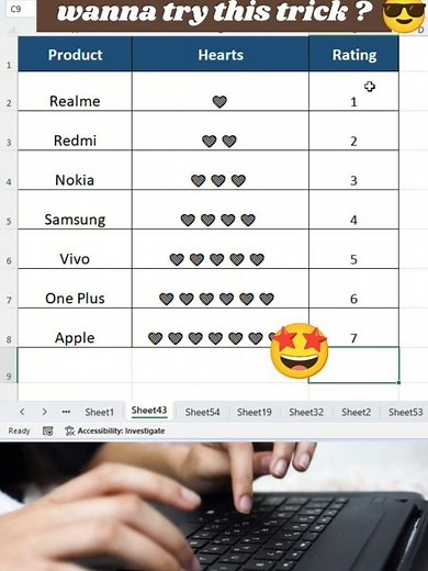 How to Create Heart Shape Rating in Excel.#shorts #excel_analyticsa2z #excel