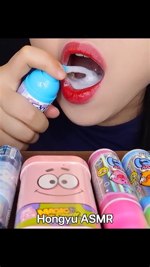 Hongyu ARMR 홍유 on Instagram: "ASMR RAINBOW CANDY ICE CREAM, BOTTLE POP, GUMBALLS #shorts #mukbang #먹방 #rainbow #mukbangasmr #mukbangers #mukbang #asmrfood #asrmvideo #asmreating #yummyfood #yummy #hongyu"