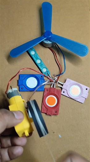 powering dc fan four light with dc gear motor generator #diy #tech #shortvideo