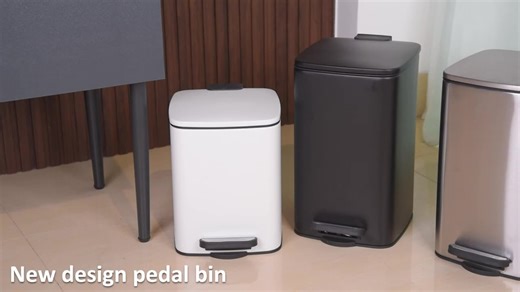 Custom Color Square Pedal Dustbin Stainless Steel New Design Trash Can