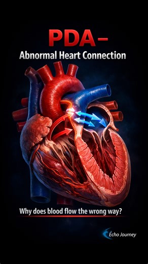 The Echo journey | PDA – Abnormal Heart Connection Explained Description:- Patent Ductus Arteriosus (PDA) is a congenital heart defect in which a fetal blood... | Instagram
