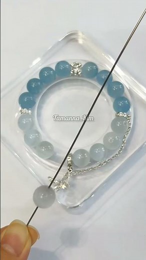 Elegant Blue Beaded Bracelet with Butterfly Charm | Handmade Jewelry 💙✨ #diyjewelry #crystals #asmr
