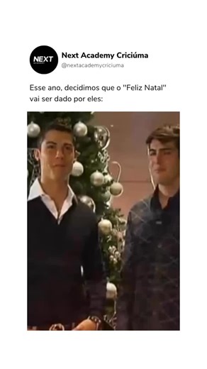 Next Academy Criciúma on Instagram: "E com esse vídeo histórico do CR7 e do Kaká, nós desejamos um Feliz Natal cheio de risadas, união e momentos bons pra nossos atletas, equipe e familiares. Que não falte saúde, paz e aquele espírito leve que só o futebol e o Natal trazem. 💚⚽️ #feliznatal #cristianoronaldo #futebol #criciuma"