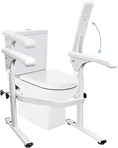 Toilet Safety Rails for Seniors, Extra Wide Toilet Safety Rails, Adjustable Height and Width Toilet Hand Rails Suitable for Flush Toilets