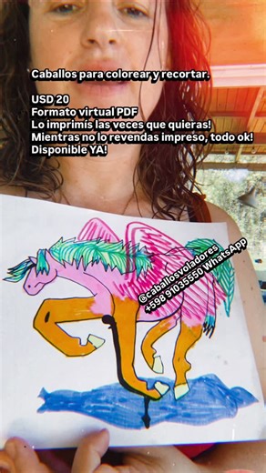 Caballos Voladores | . Caballos para colorear y recortar. Precio: USD 20: Formato virtual PDF (lo imprimís las veces que quieras! Mientras no lo revendas... | Instagram