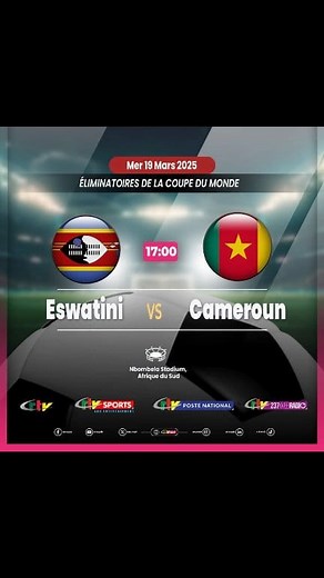 28K views · 91 reactions |  Jour du Match ️ La rencontre du jour Eswatini - Cameroun sera diffusée en direct sur la chaîne nationale Crtv Heure: 17h Aloch237 #coupedumonde #FecafootOfficiel | Franck BUZZ | Facebook