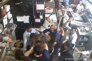 Hangry diners attack restaurant staff in wild kitchen fight