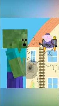 Peppa Pig vs Minecraft Zombies (Giant zombie) #shortvideo# #peppapig# #minecraft# #zombie#giants