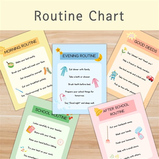 Printable Daily Routine Chart for Kids – Morning Evening After School & Good Deed Checklist to Build Positive Habits and Independence. - Etsy