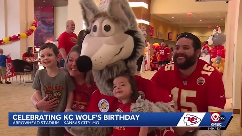 KC Wolf birthday party at Arrowhead Stadium brings families, games and Toys for Tots donations