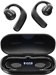Sanag Open Ear Headphones Wireless Bluetooth 5.3 with Charging Case 56H Playtime,Touch Control Air Conduction Open Ear Earbuds with Earhooks Workout Headphones for Men Women Running,Sports,Driving