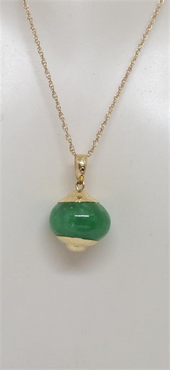 Green Jade 14K Yellow Gold Pendant - 18" Rope Chain - Etsy