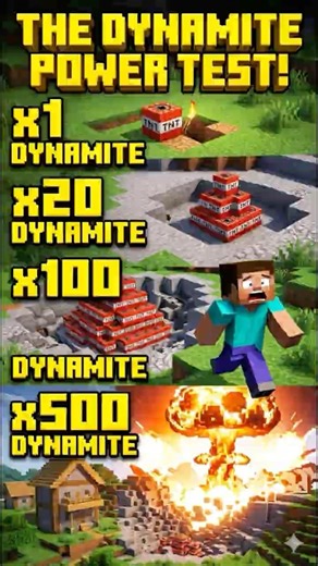 DYNAMITE x1 vs x500 WHICH IS STRONGER 🧨🔥 #Shor #minecraft #minecraftbuticanttouchgrass