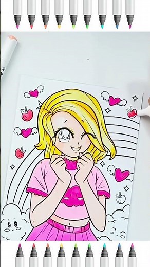 Anime Girls Coloring Book | Color With Us | Learn To Color #shorts