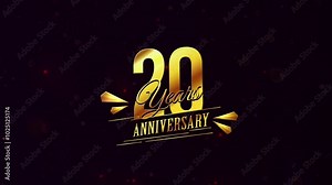 Celebrate 20 Years Anniversary, Golden 20 Years Anniversary, Happy Anniversary Videos, Happy 20th Anniversary, Typography 20 Years Anniversary Text Animation, 20th Anniversary